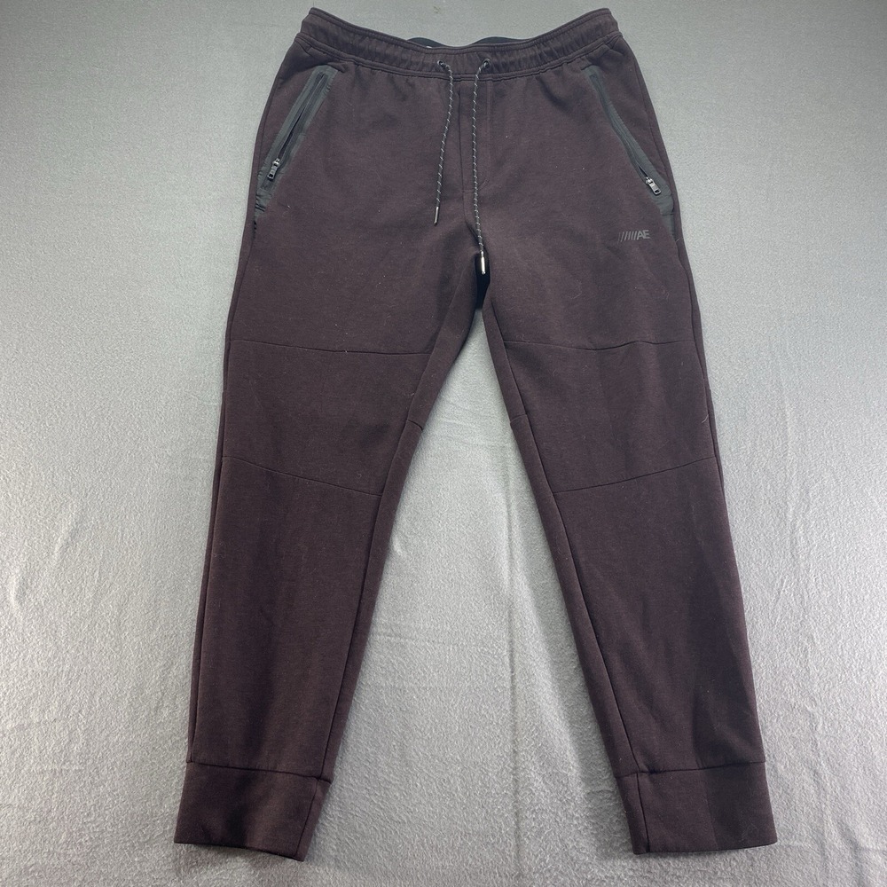 American Eagle Jogger Pants‎ Mens XL Burgundy Good Tapered Stretch Zip Pockets